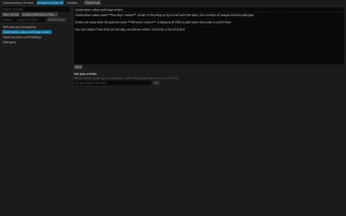 Support Desk Lite: Articles